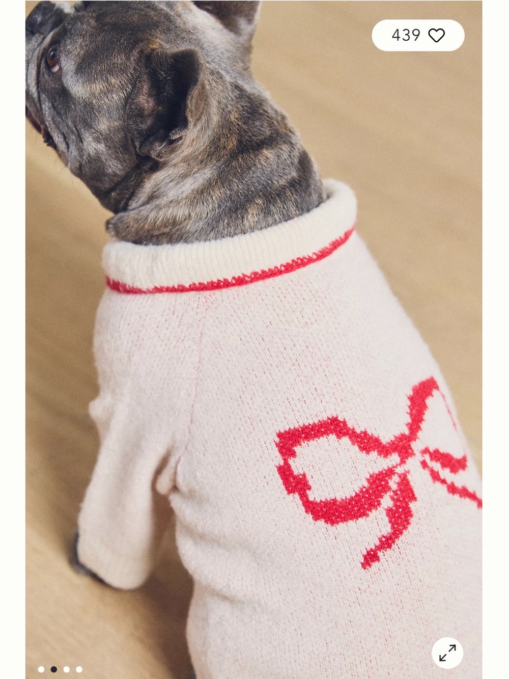 Anthropologie FURB All Wrapped Up Pet Sweater Red Bow